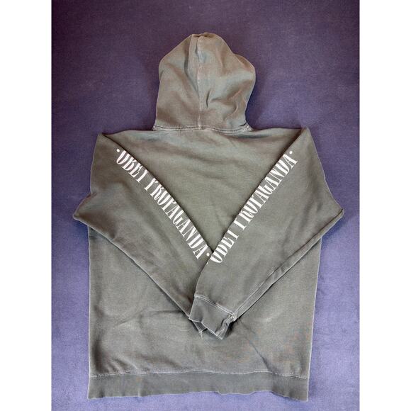 Obey Hoodie Sweatshirt “Obey Propaganda” on Sleeve Pullover Green Mens LG - Picture 9 of 9